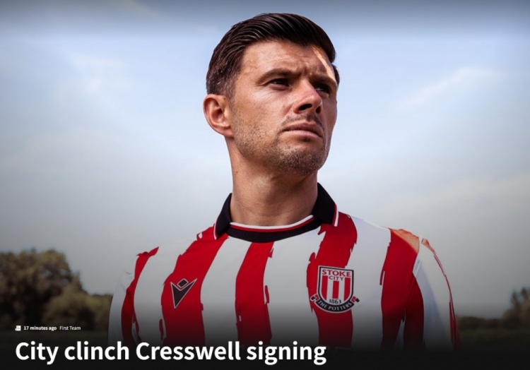 官方：斯托克城簽下35歲西漢姆名宿克雷斯維爾，簽約1年