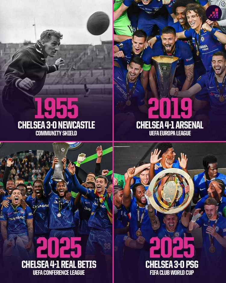 世俱杯3比0橫掃大巴黎！切爾西隊史第四次以三球優(yōu)勢贏得決賽