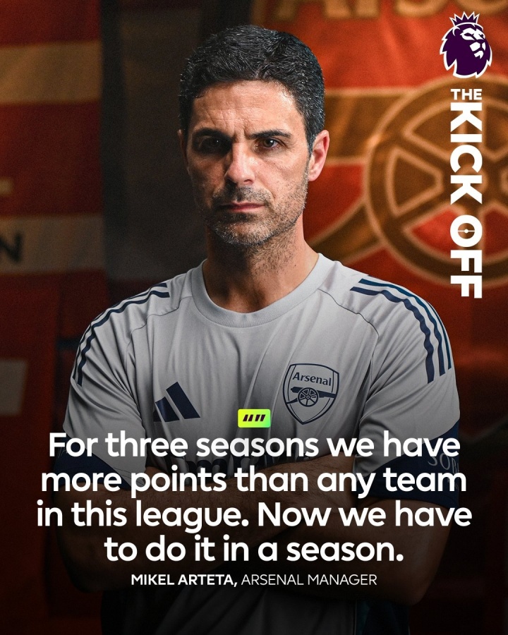 也是第2！塔帥稱槍手過去3年英超總分最高，媒體指正：是曼城最高