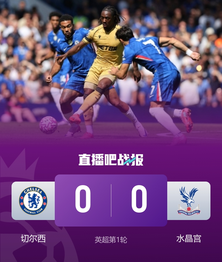 31腳！切爾西0-0水晶宮是2018年后射門(mén)最多但沒(méi)有進(jìn)球的英超首輪