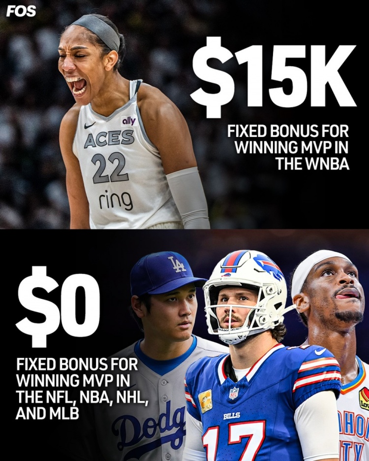 WNBA拿到MVP獎金1.5萬美金！而北美四大聯(lián)盟都無聯(lián)盟獎金